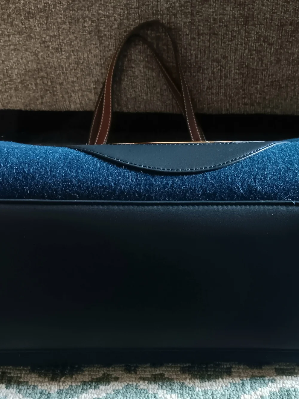 Anya Hindmarch Navy Felt Kellogg's Frosties Tote with Brown Straps - Picture 6 of 6